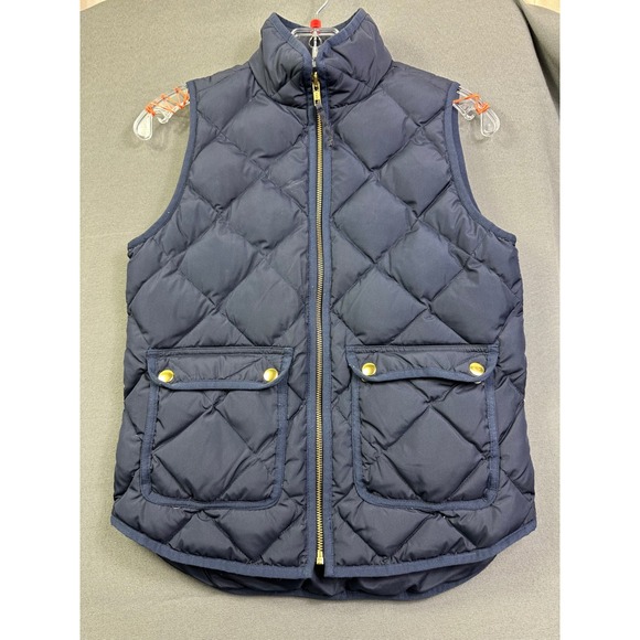 J.Crew Jackets & Blazers - J.Crew‎ Excursion Quilted Puffer Vest Women's Navy Blue Gold Snaps Down Fill PXS